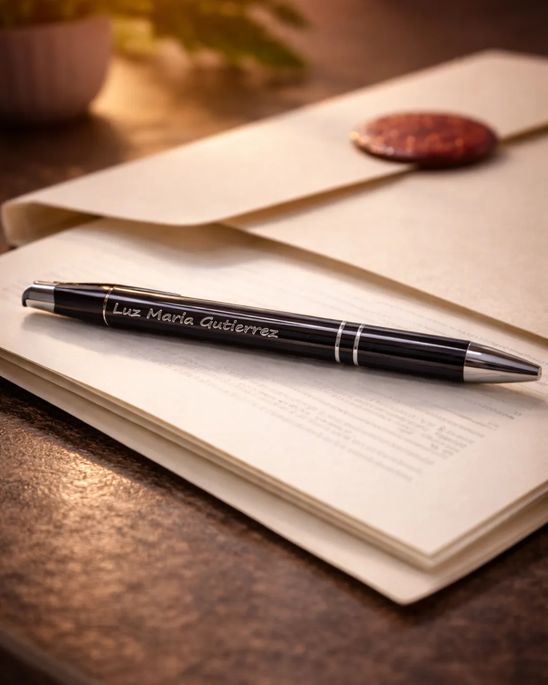 Plumas metálicas personalizadas con grabado láser corporativo